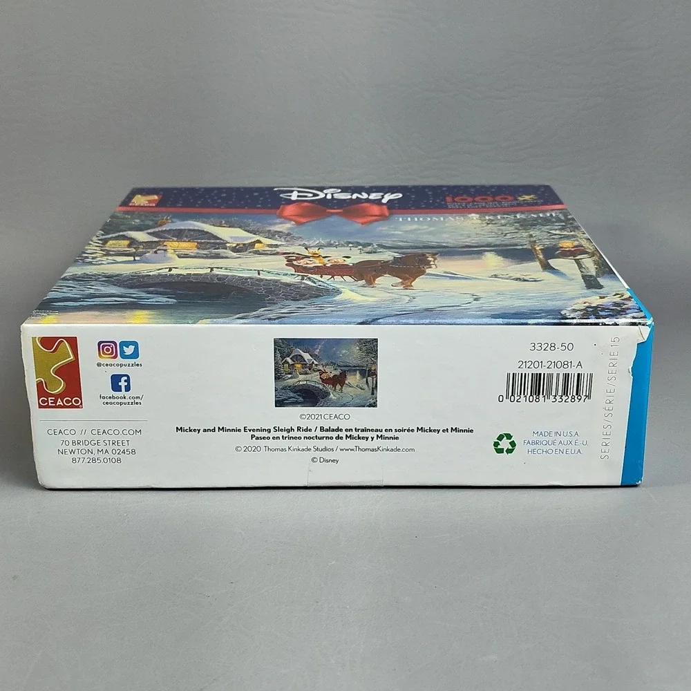 Ceaco Disney Thomas Kinkade 1000 pc Puzzle Mickey Minnie Evening Sleigh Ride NEW